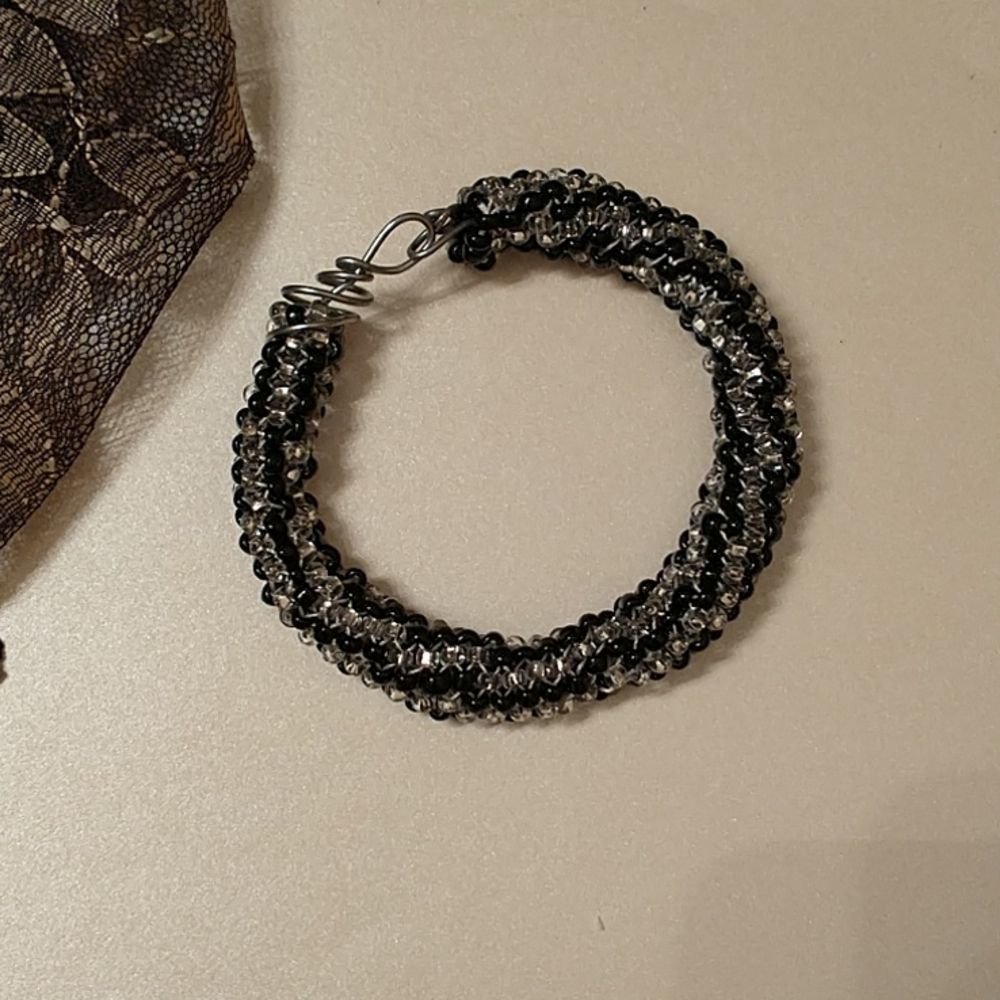 Hand Sewn Black and Silver Bracelet!